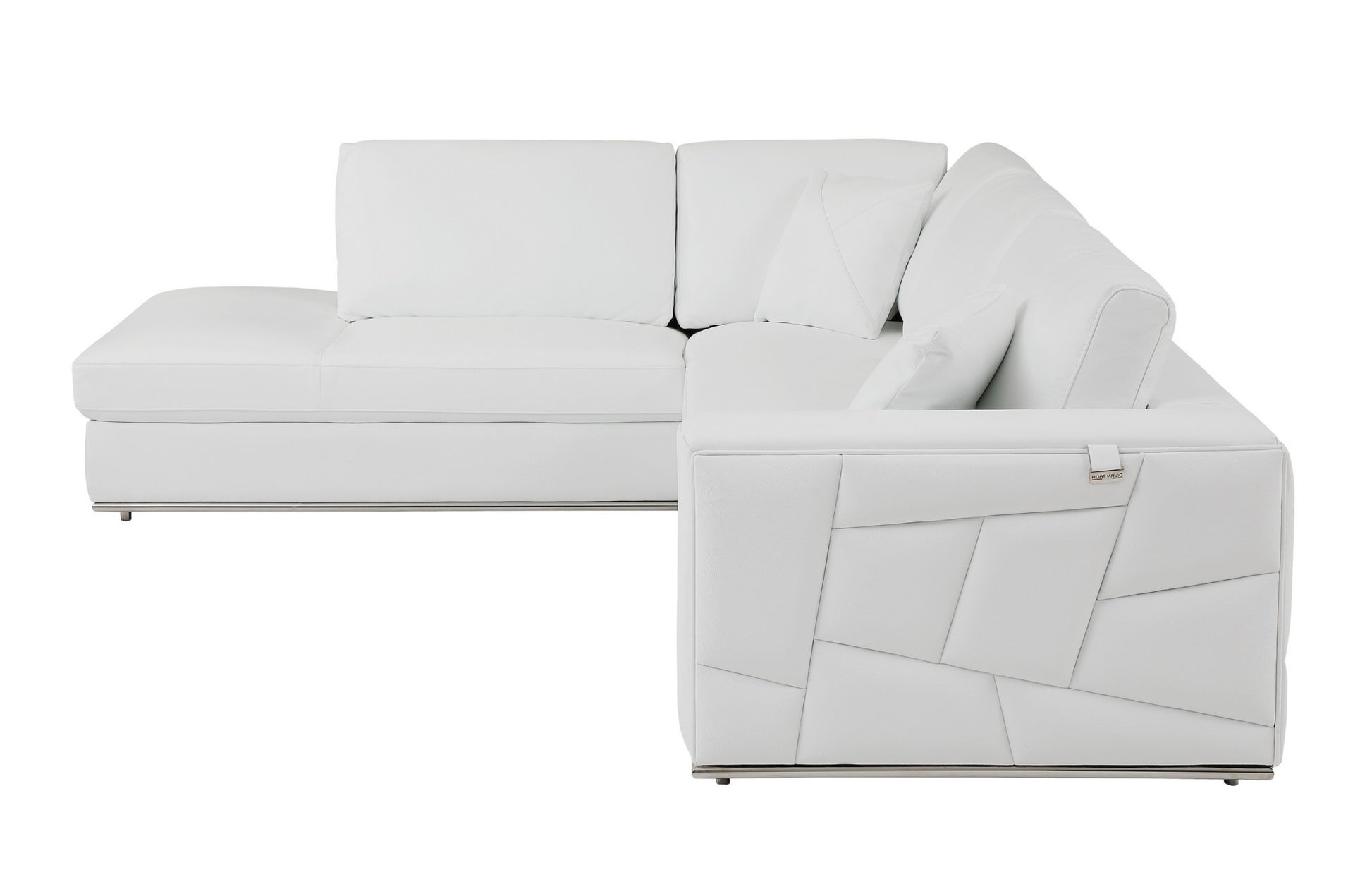 White Deco Tufted Italian Leather Modular L Shape Two Piece Corner Sectional By Homeroots | Sectional | Modishstore - 4