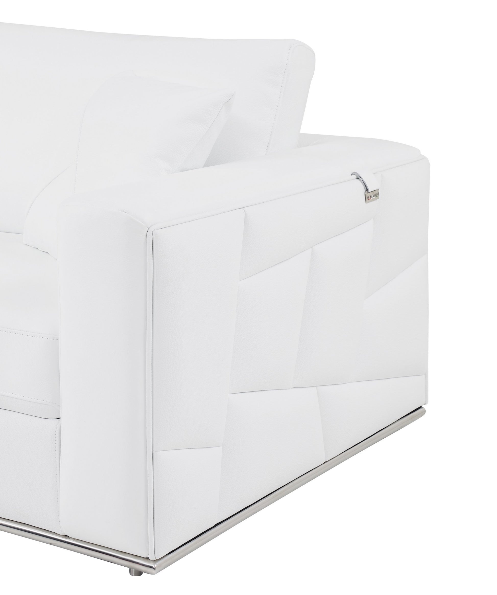 White Deco Tufted Italian Leather Modular L Shape Two Piece Corner Sectional By Homeroots | Sectional | Modishstore - 8