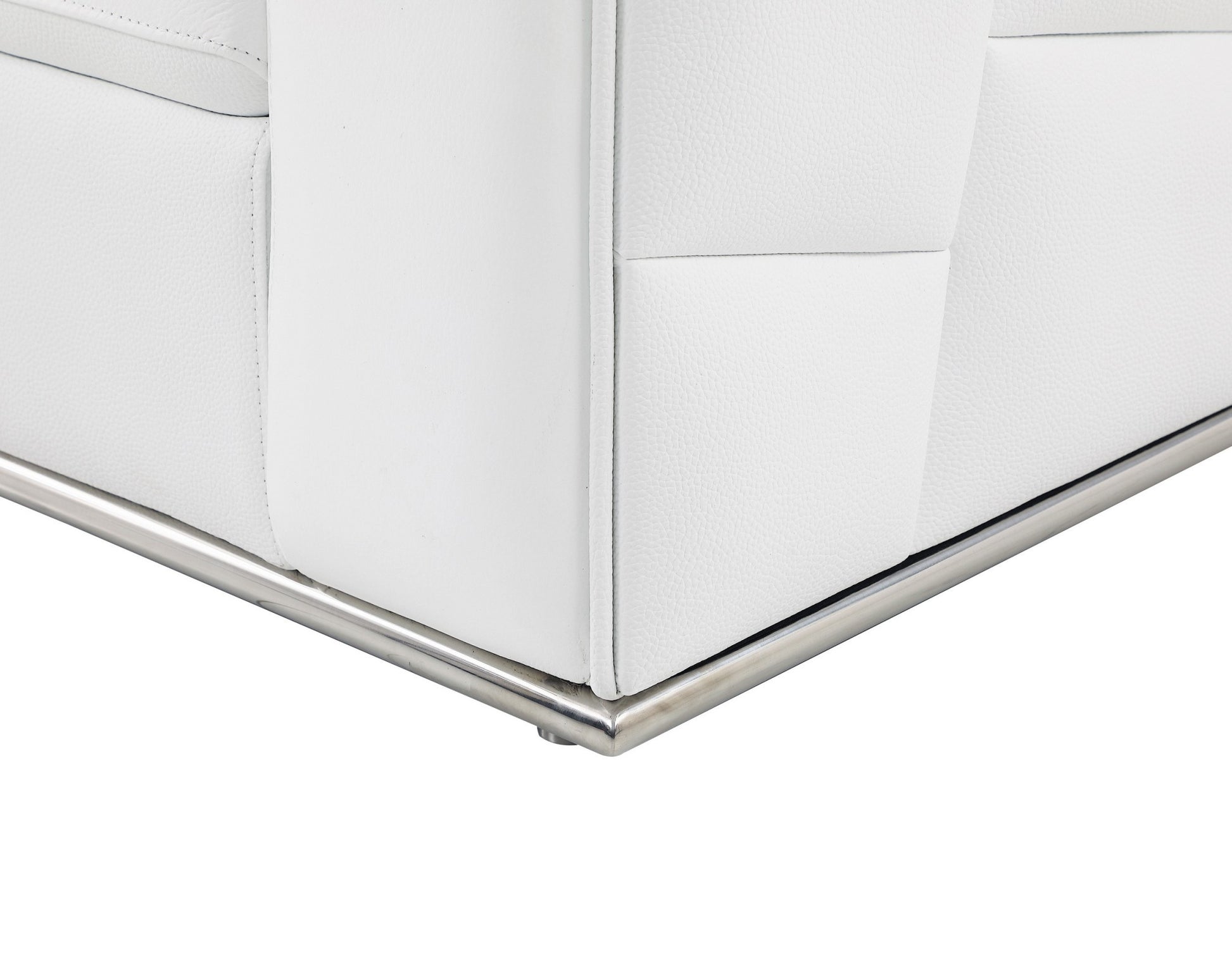 White Deco Tufted Italian Leather Modular L Shape Two Piece Corner Sectional By Homeroots | Sectional | Modishstore - 7