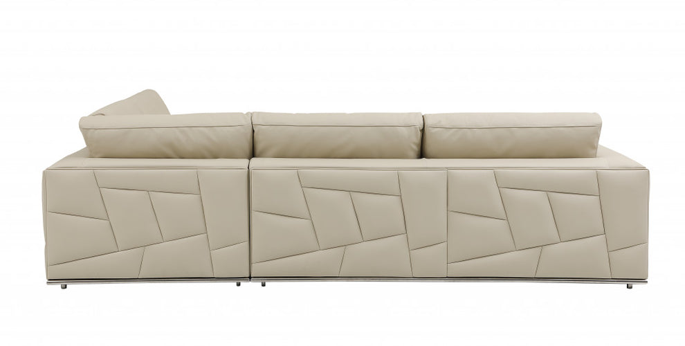 Beige Deco Tufted Italian Leather Modular L Shape Two Piece Corner Sectional By Homeroots | Sectional | Modishstore - 3