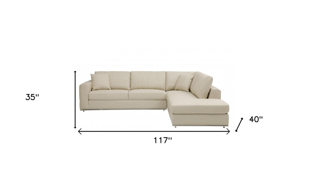 Beige Deco Tufted Italian Leather Modular L Shape Two Piece Corner Sectional By Homeroots | Sectional | Modishstore - 7