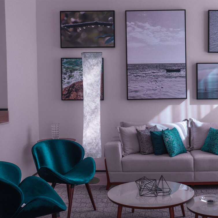 59" Color Changing LED White Column Smart Floor Lamp With White Rectangular Shade By Homeroots | Floor Lamps | Modishstore