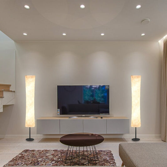 59" Color Changing LED Column Floor Lamp With White Rectangular Shade By Homeroots | Floor Lamps | Modishstore