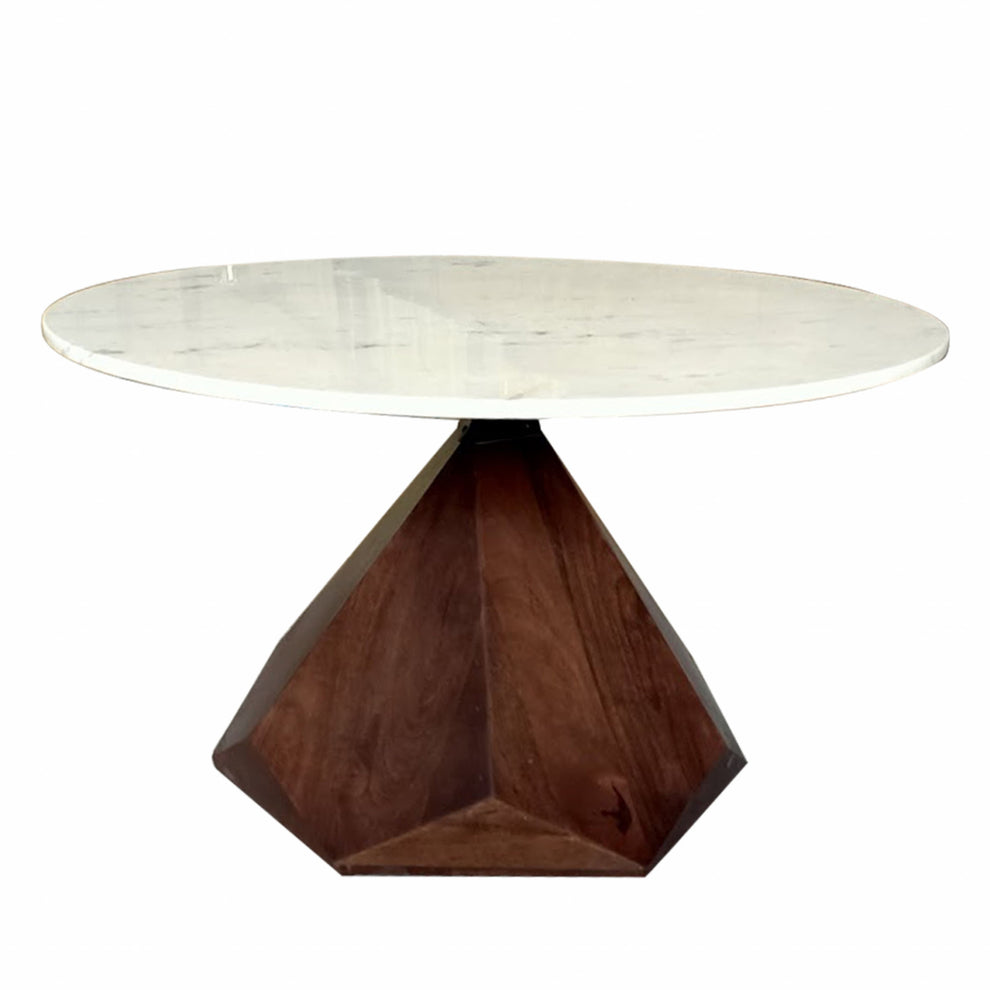 32" Brown And White Solid Wood and Marble Geo Coffee Table By Homeroots | Coffee Tables | Modishstore - 2