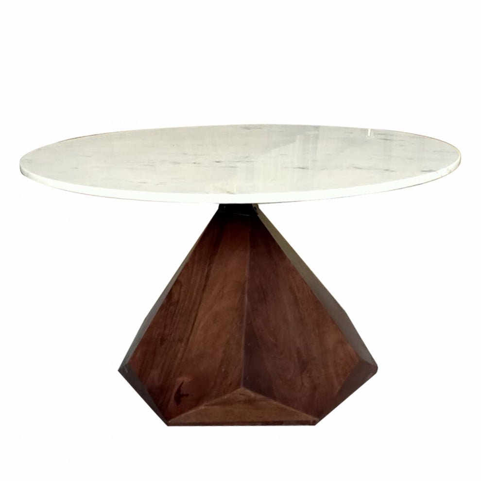 32" Brown And White Solid Wood and Marble Geo Coffee Table By Homeroots | Coffee Tables | Modishstore - 4