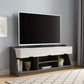 62" White Oak & Distressed Grey Particle Board Cabinetenclosed Storage TV Stand By Homeroots