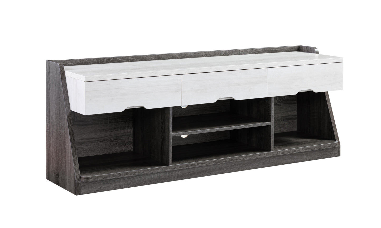62" White Oak & Distressed Grey Particle Board Cabinetenclosed Storage TV Stand By Homeroots | TV Stands | Modishstore