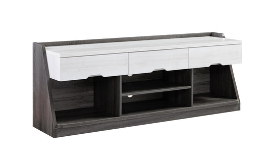 62" White Oak & Distressed Grey Particle Board Cabinetenclosed Storage TV Stand By Homeroots | TV Stands | Modishstore