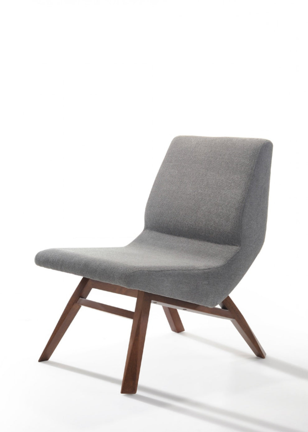 22" Grey And Walnut Solid Color Lounge Chair With Ottoman By Homeroots | Armchairs | Modishstore - 3