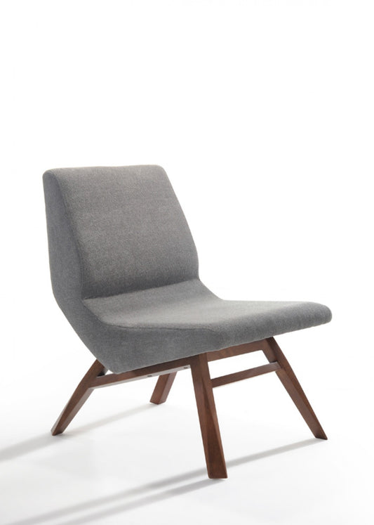 22" Grey And Walnut Solid Color Lounge Chair With Ottoman By Homeroots