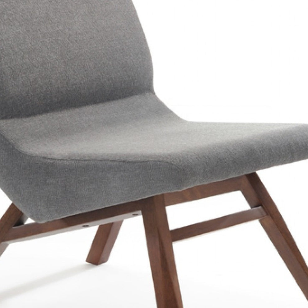 22" Grey And Walnut Solid Color Lounge Chair With Ottoman By Homeroots | Armchairs | Modishstore - 6