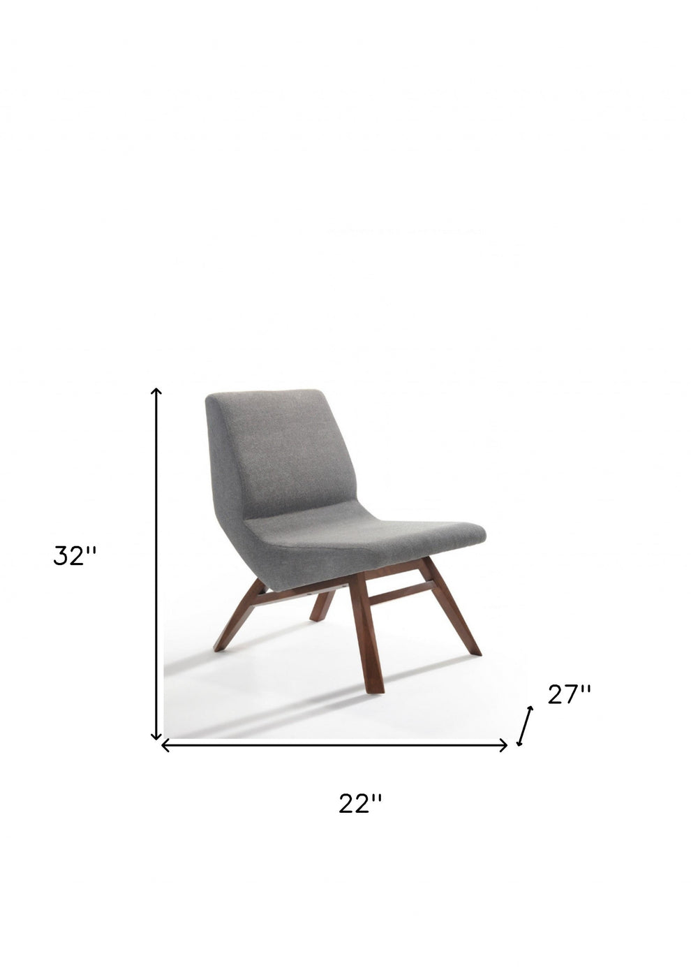 22" Grey And Walnut Solid Color Lounge Chair With Ottoman By Homeroots | Armchairs | Modishstore - 8