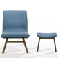 22" Blue And Walnut Solid Color Lounge Chair With Ottoman By Homeroots | Armchairs | Modishstore