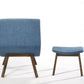 22" Blue And Walnut Solid Color Lounge Chair With Ottoman By Homeroots | Armchairs | Modishstore - 7