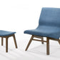22" Blue And Walnut Solid Color Lounge Chair With Ottoman By Homeroots | Armchairs | Modishstore - 4