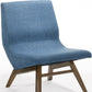 22" Blue And Walnut Solid Color Lounge Chair With Ottoman By Homeroots