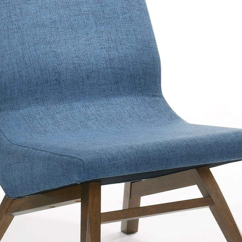 22" Blue And Walnut Solid Color Lounge Chair With Ottoman By Homeroots | Armchairs | Modishstore - 6