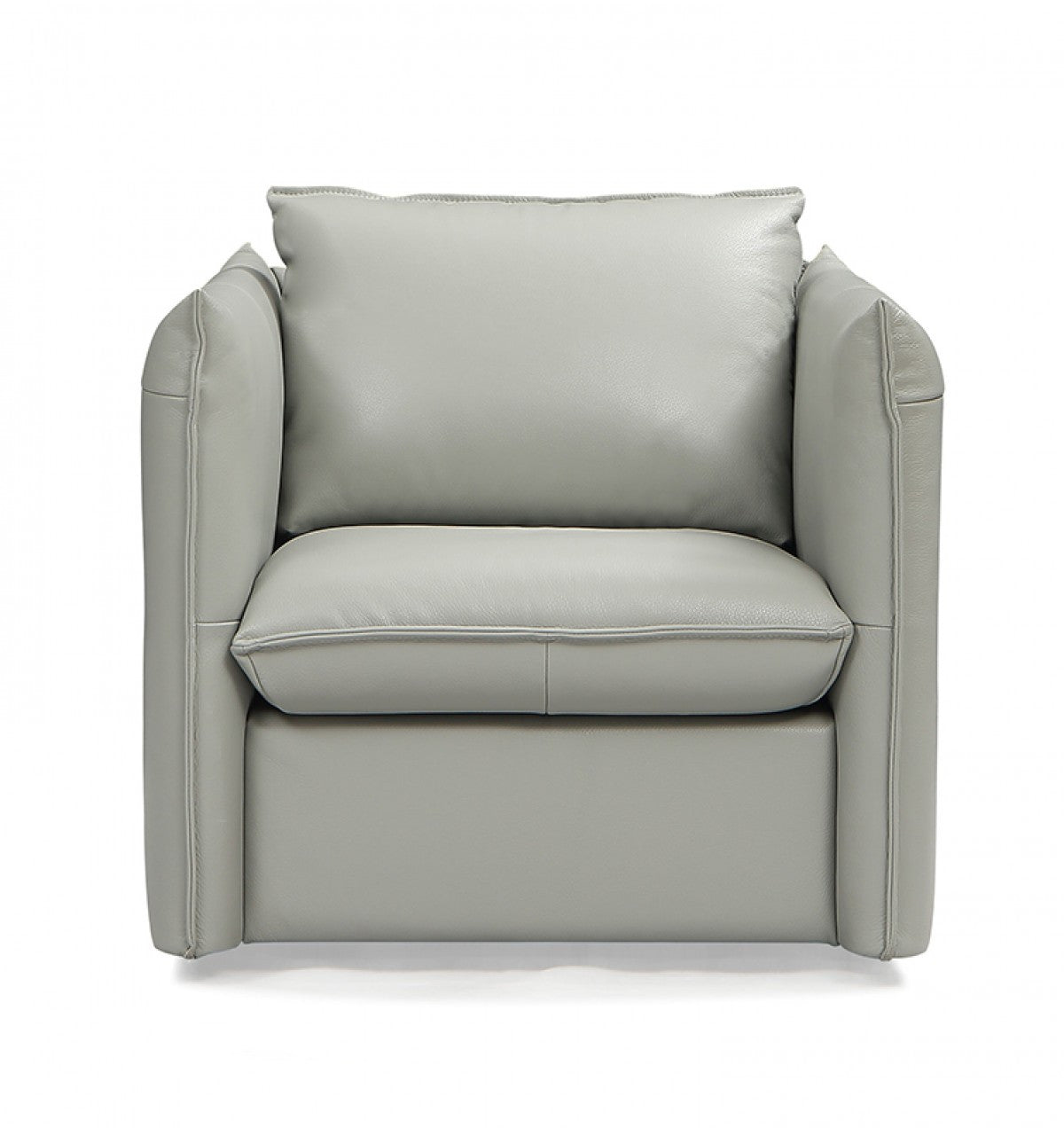 36" Grey Genuine Leather And Silver Swivel Accent Chair By Homeroots