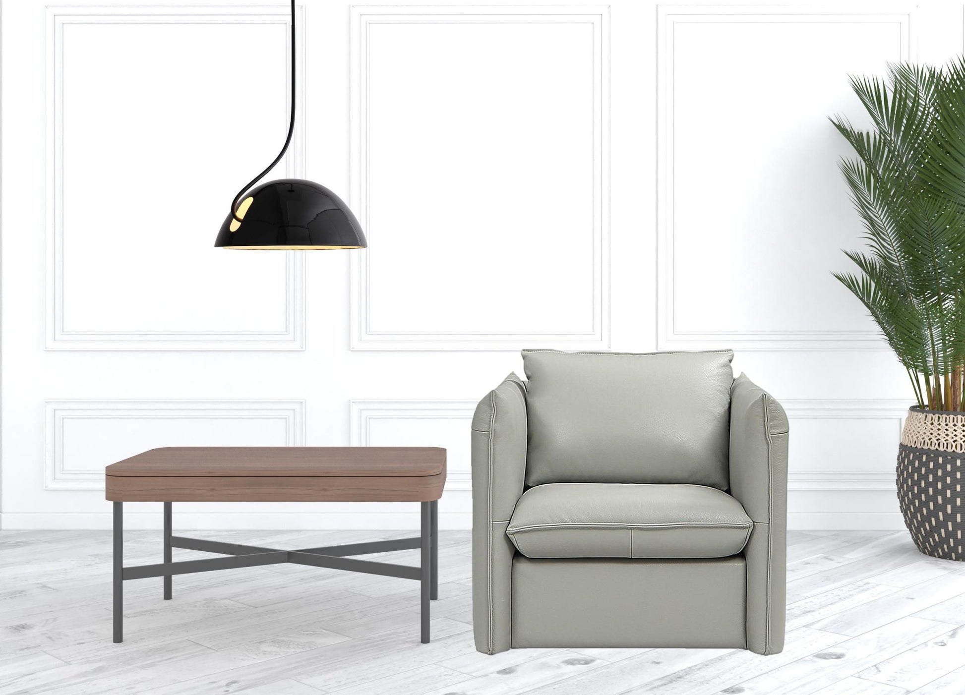 36" Grey Genuine Leather And Silver Swivel Accent Chair By Homeroots | Armchairs | Modishstore - 4