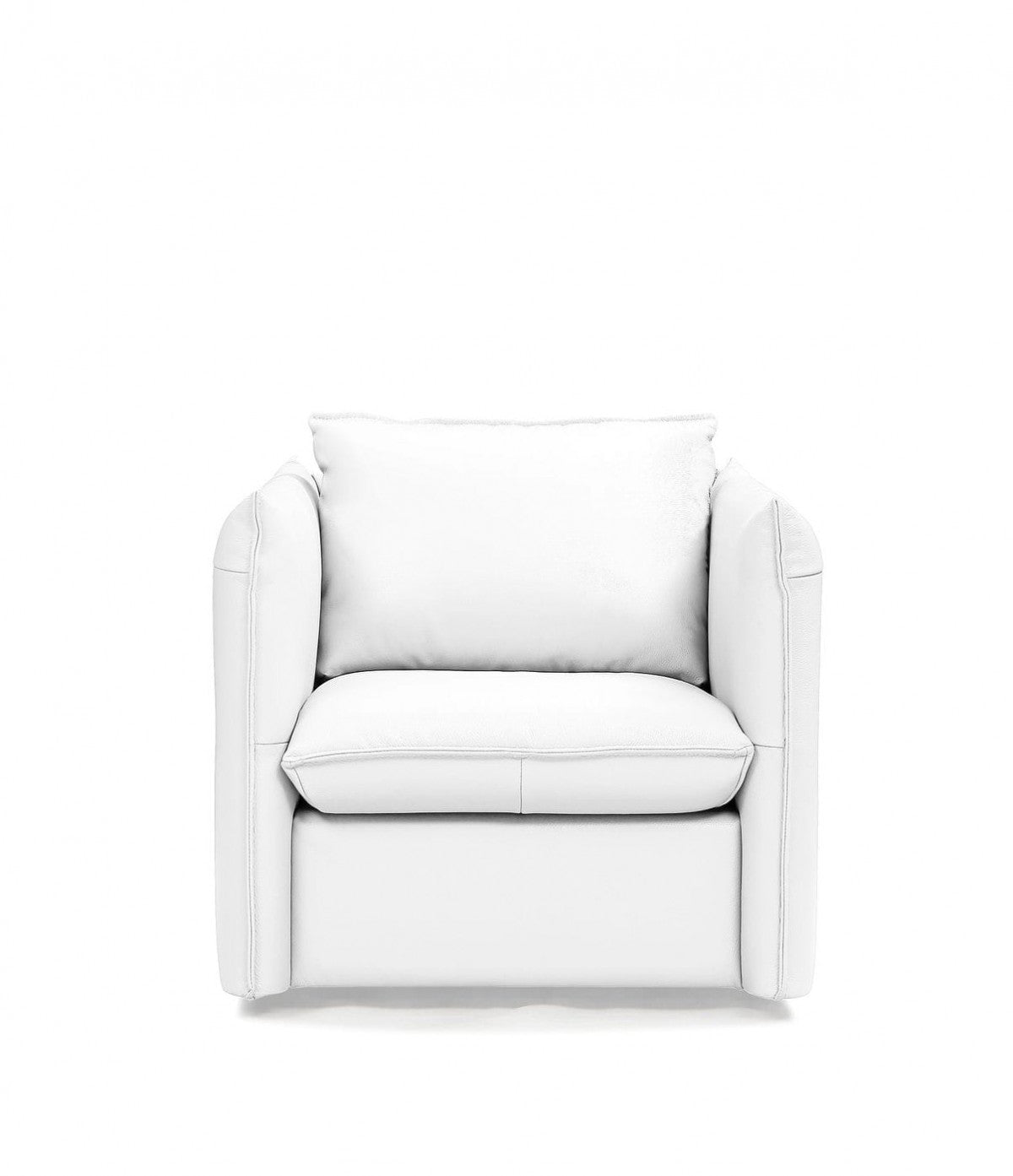 36" White Genuine Leather And Silver Swivel Accent Chair By Homeroots | Armchairs | Modishstore
