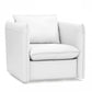 36" White Genuine Leather And Silver Swivel Accent Chair By Homeroots