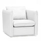 36" White Genuine Leather And Silver Swivel Accent Chair By Homeroots | Armchairs | Modishstore - 2