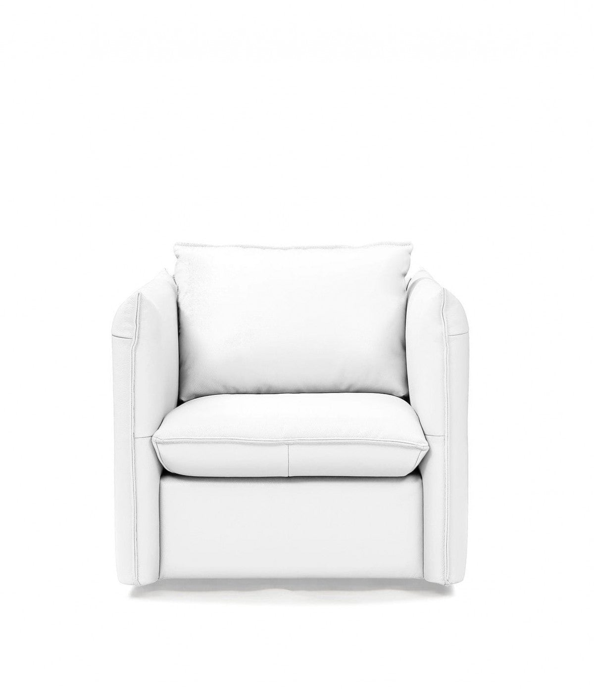 36" White Genuine Leather And Silver Swivel Accent Chair By Homeroots | Armchairs | Modishstore - 3