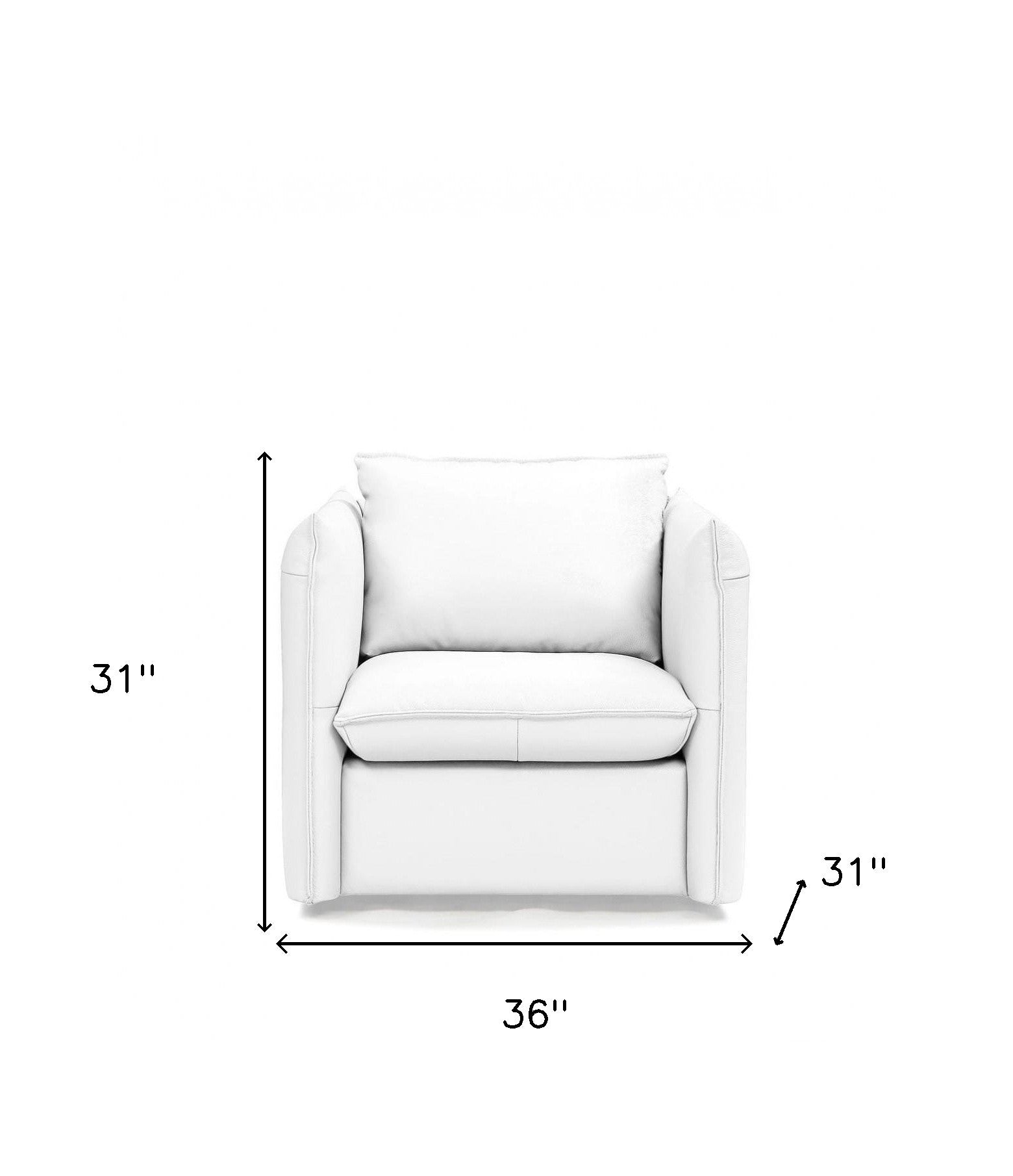 36" White Genuine Leather And Silver Swivel Accent Chair By Homeroots | Armchairs | Modishstore - 8