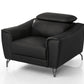42" Black Genuine Leather And Silver Solid Color Lounge Chair By Homeroots | Armchairs | Modishstore