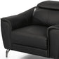 42" Black Genuine Leather And Silver Solid Color Lounge Chair By Homeroots | Armchairs | Modishstore - 6