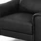 42" Black Genuine Leather And Silver Solid Color Lounge Chair By Homeroots | Armchairs | Modishstore - 7