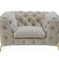 50" Beige Tufted Velvet And Gold Solid Color Lounge Chair By Homeroots