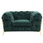 50" Green Tufted Velvet And Gold Solid Color Lounge Chair By Homeroots | Armchairs | Modishstore