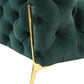 50" Green Tufted Velvet And Gold Solid Color Lounge Chair By Homeroots | Armchairs | Modishstore - 5
