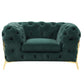 50" Green Tufted Velvet And Gold Solid Color Lounge Chair By Homeroots | Armchairs | Modishstore - 3