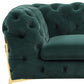 50" Green Tufted Velvet And Gold Solid Color Lounge Chair By Homeroots | Armchairs | Modishstore - 6