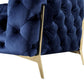 50" Blue Tufted Velvet And Gold Solid Color Lounge Chair By Homeroots | Armchairs | Modishstore - 5