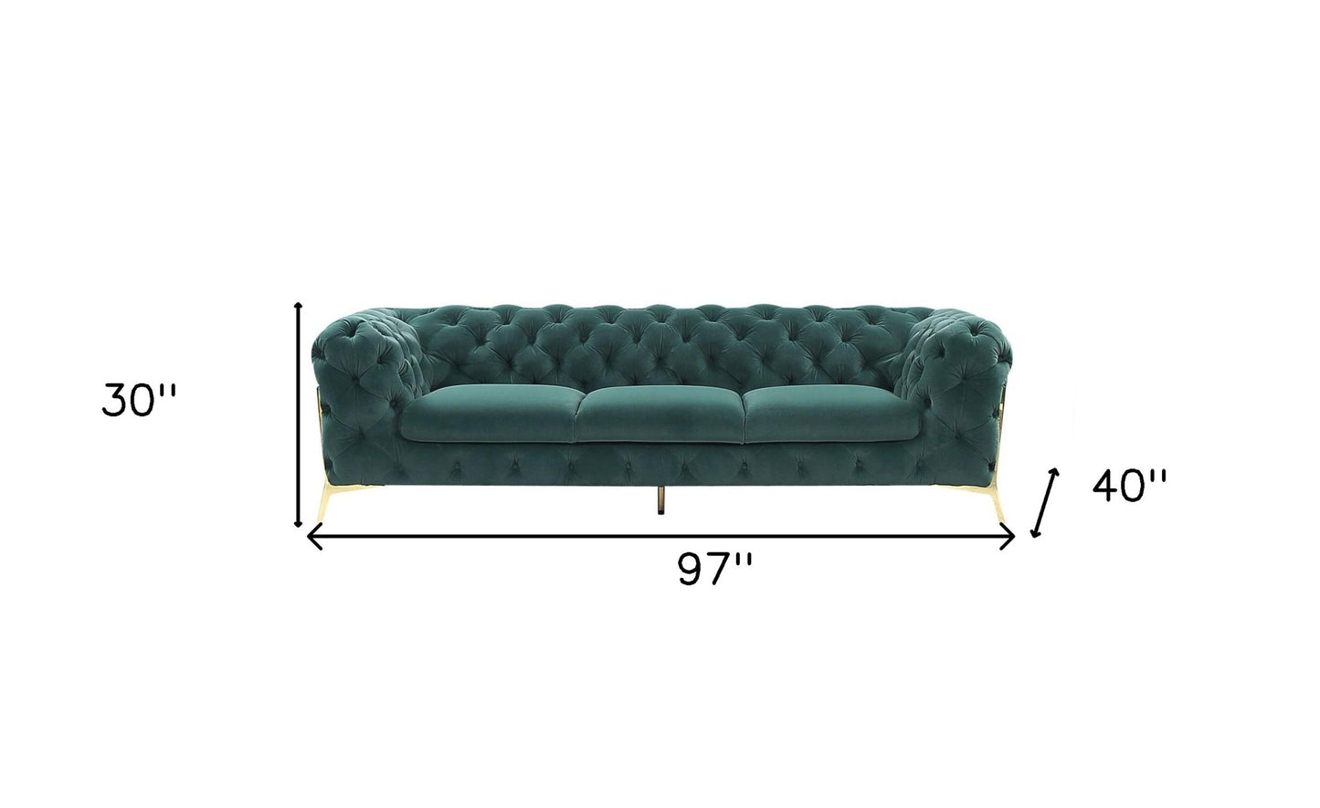 Three Piece Green Velvet Six Person Seating Set By Homeroots | Sofa Set | Modishstore - 7