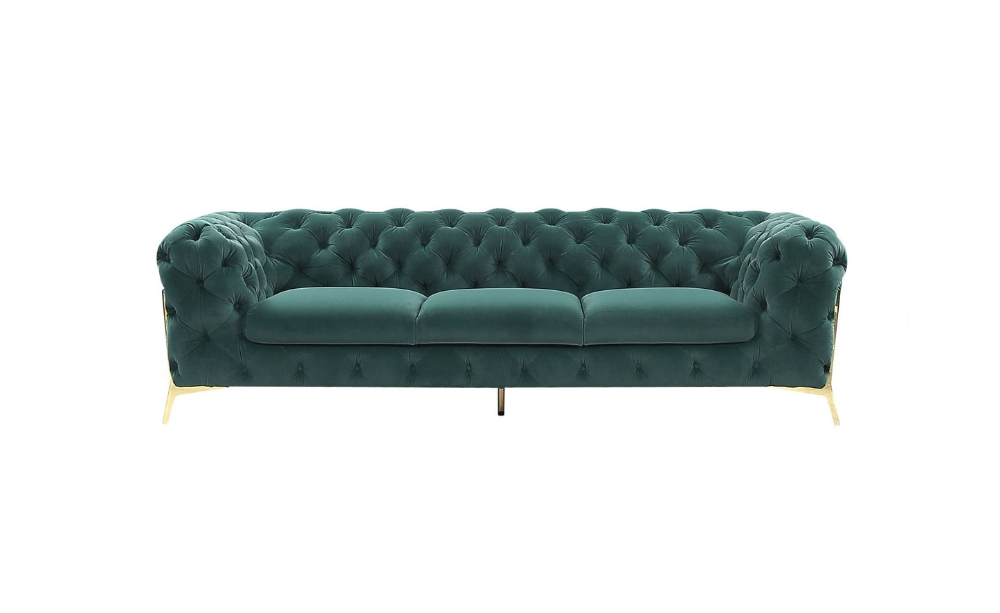 Three Piece Green Velvet Six Person Seating Set By Homeroots | Sofa Set | Modishstore - 2