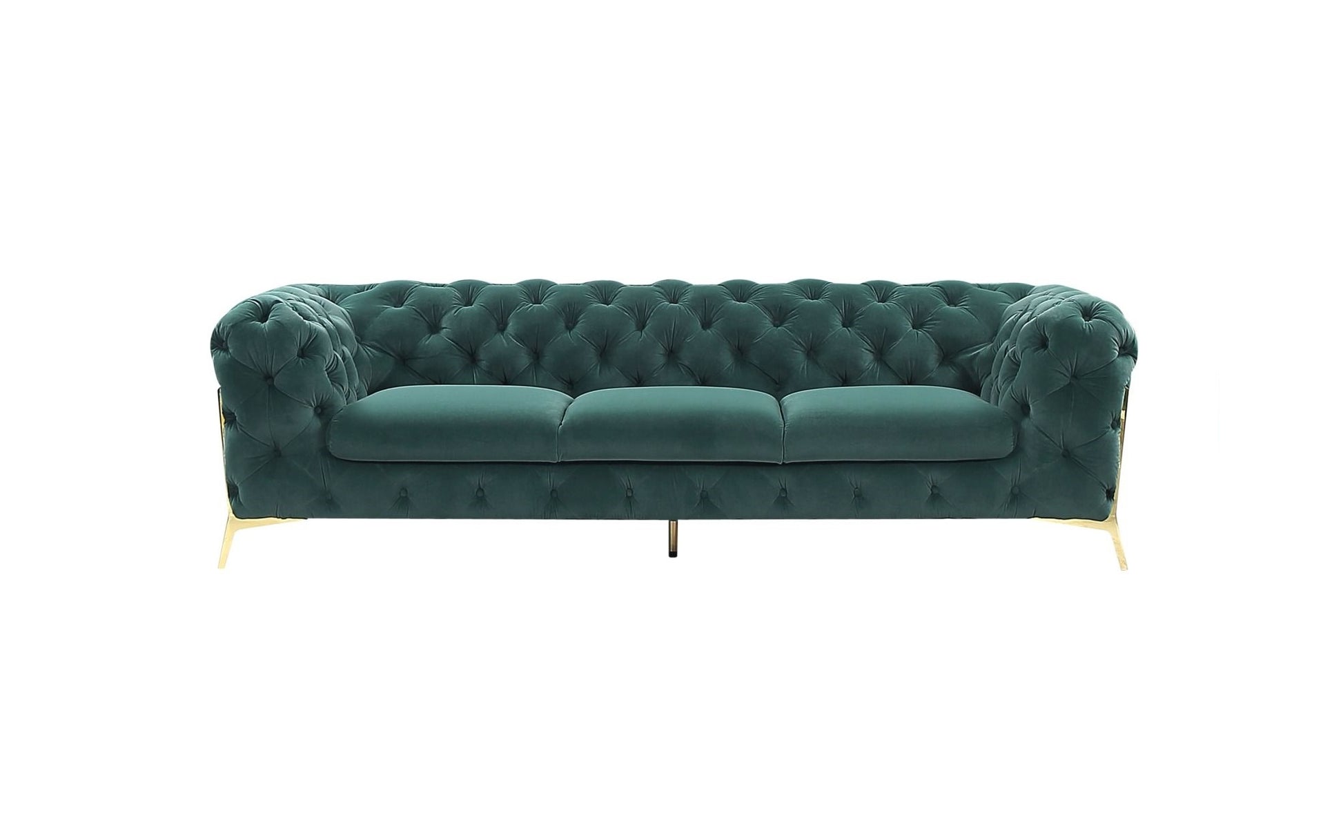 Three Piece Green Velvet Six Person Seating Set By Homeroots | Sofa Set | Modishstore - 2