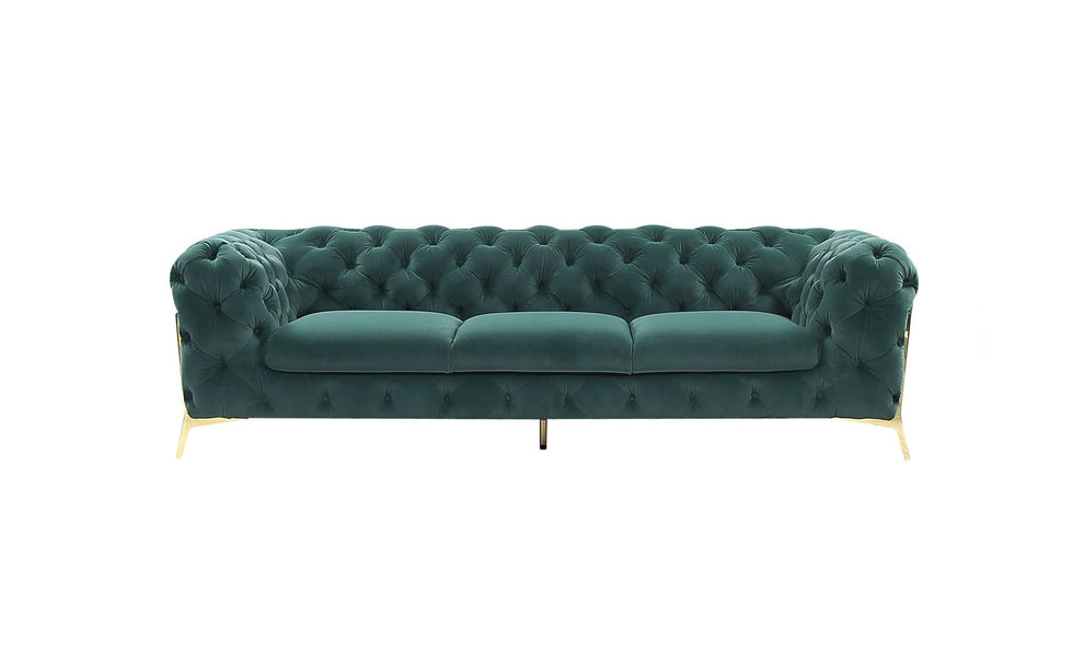 Three Piece Green Velvet Six Person Seating Set By Homeroots | Sofa Set | Modishstore - 2