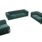 Three Piece Green Velvet Six Person Seating Set By Homeroots | Sofa Set | Modishstore