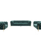 Three Piece Green Velvet Six Person Seating Set By Homeroots | Sofa Set | Modishstore - 4