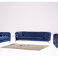 Three Piece Blue Velvet Six Person Seating Set By Homeroots | Sofa Set | Modishstore - 6