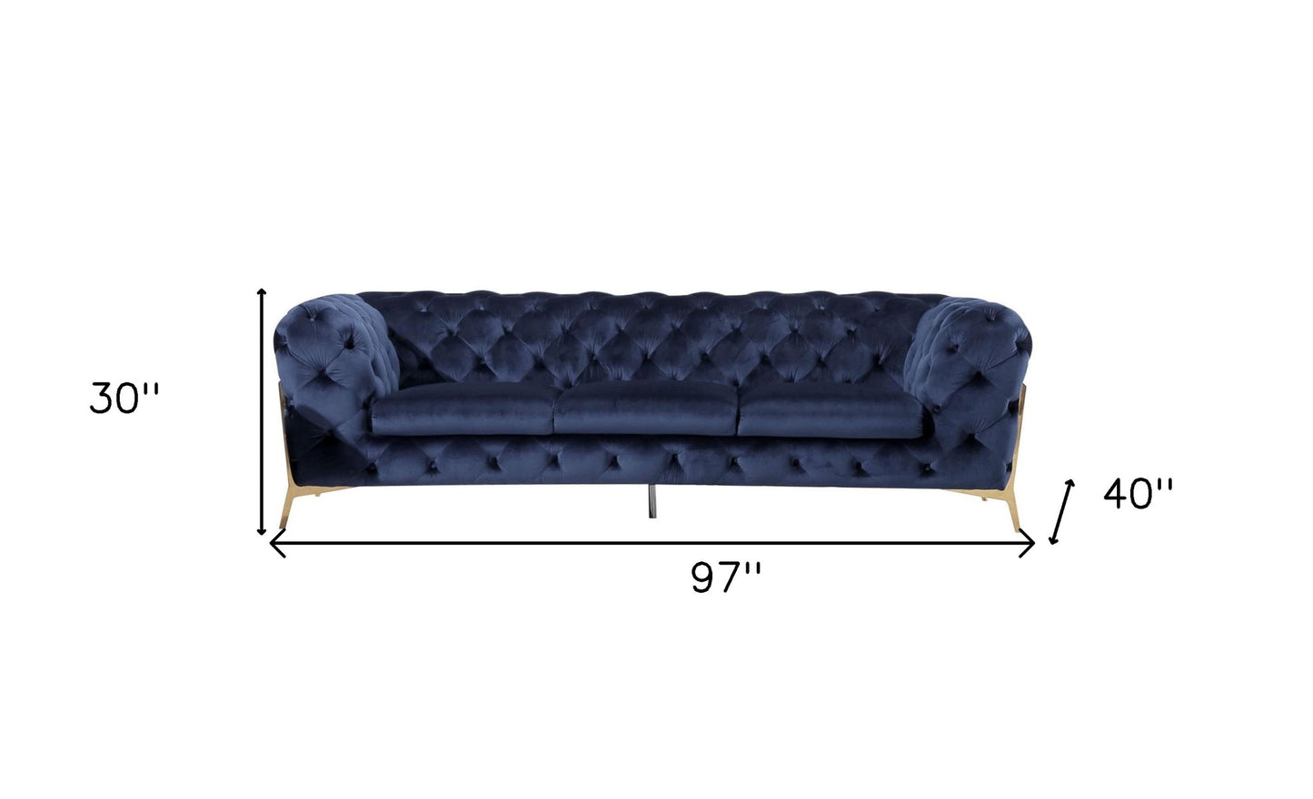 Three Piece Blue Velvet Six Person Seating Set By Homeroots | Sofa Set | Modishstore - 7