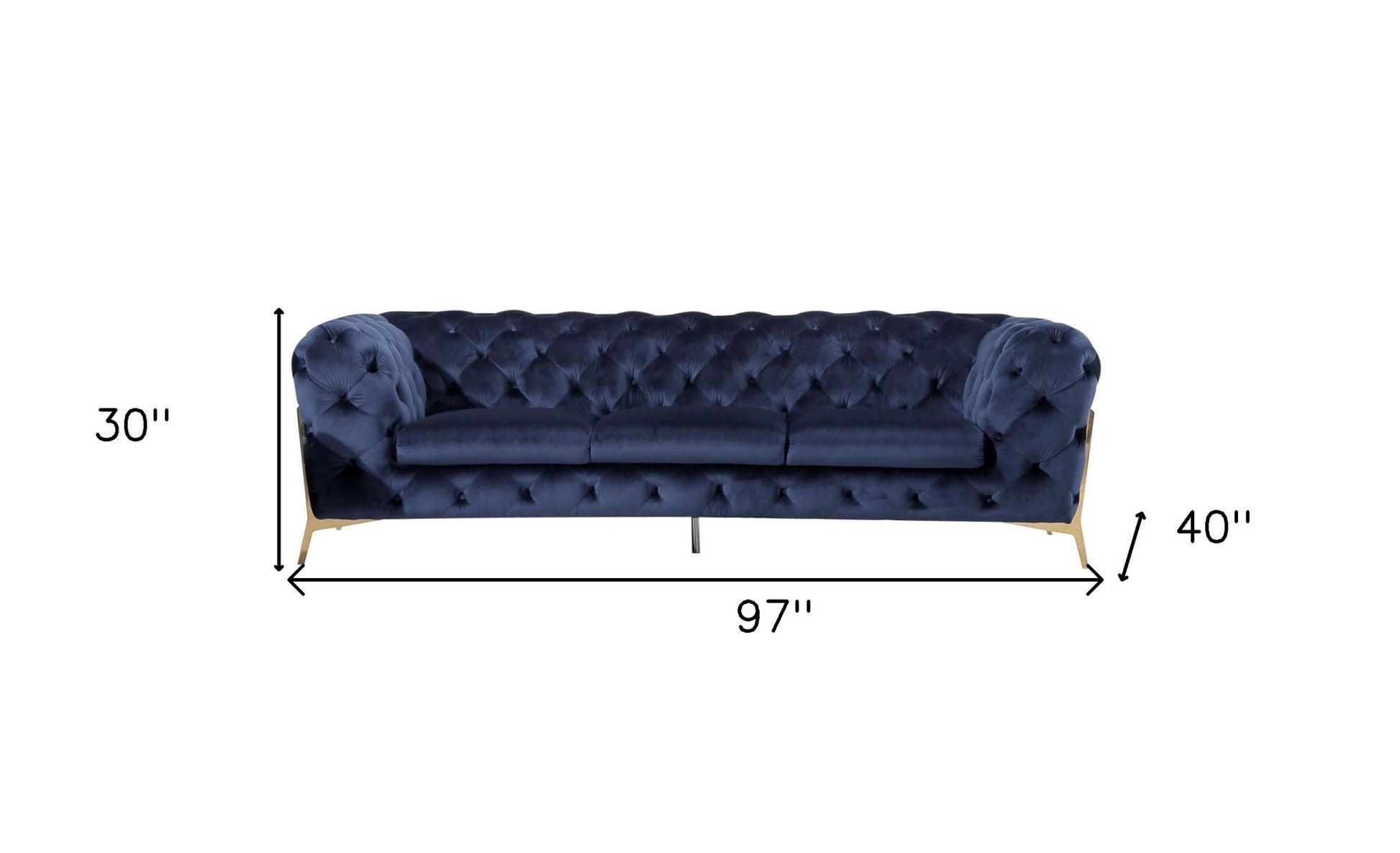 Three Piece Blue Velvet Six Person Seating Set By Homeroots | Sofa Set | Modishstore - 7