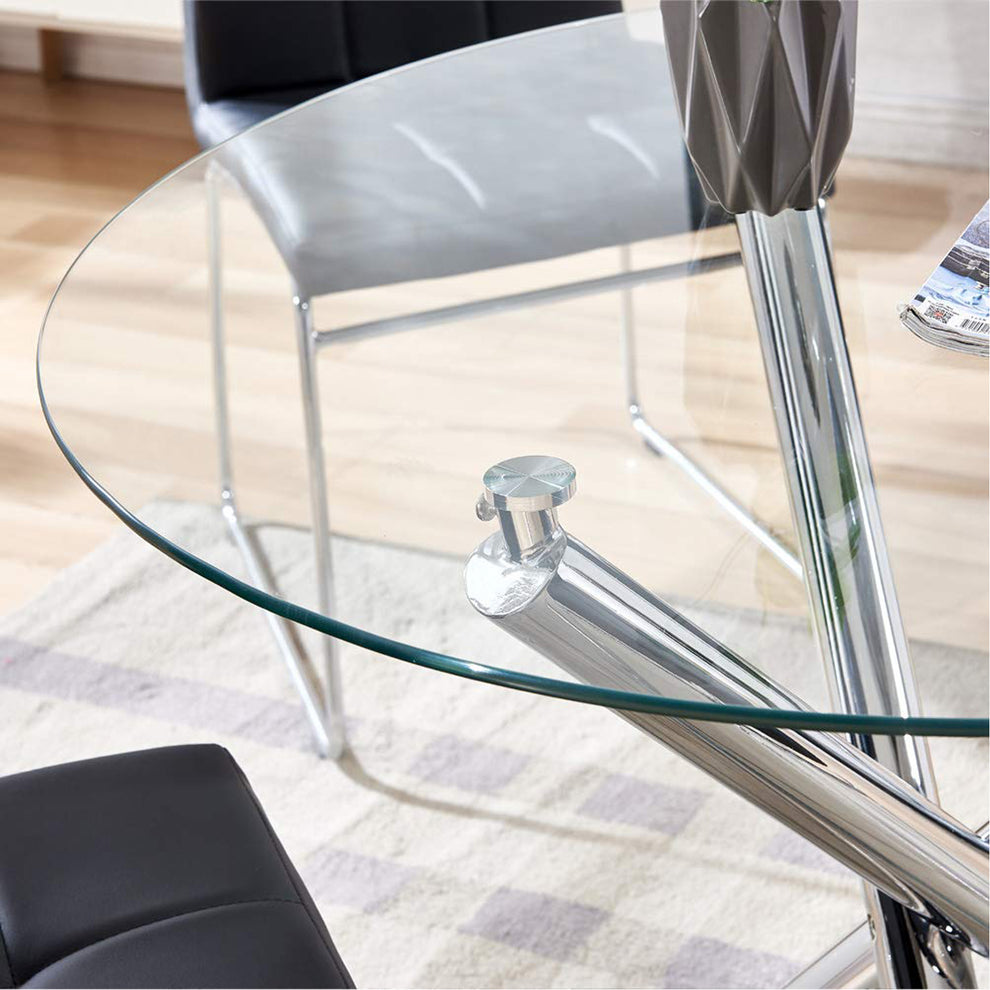 36" Silver And Glass Round Tripod Base Coffee Table By Homeroots | Coffee Tables | Modishstore - 3