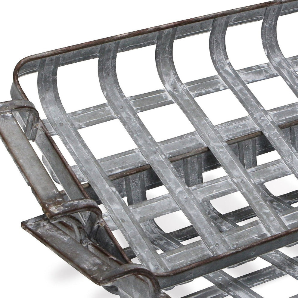 23" Gray Rectangular Metal Handmade Tray With Handles By Homeroots | Trays | Modishstore - 5
