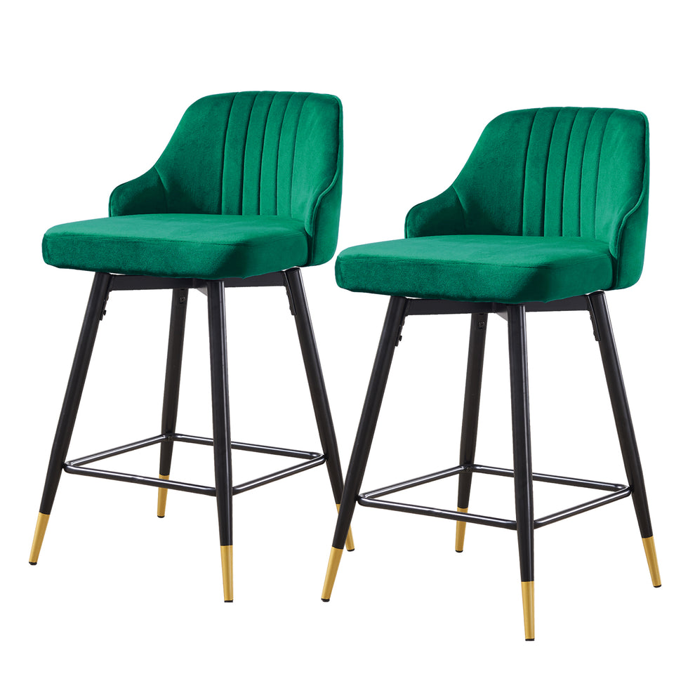 Set Of Two 35" Green and Black Bar Height Chairs By Homeroots | Bar Stools | Modishstore - 2