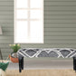 47" Gray And White Geometric Cotton Upholstered Distressed Bench By Homeroots | Benches | Modishstore - 4